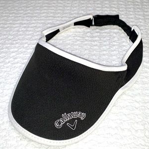 Callaway Ladies Black Visor with white trim one size adjustable Velcro closure